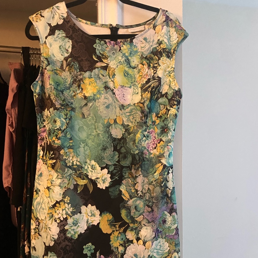 NY & Company Green, Blue, and yellow floral scuba dress.